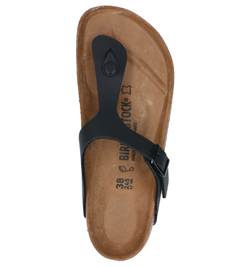 Birkenstock Gizeh Birko-Flor Zwarte Teenslippers voor dames (338058)