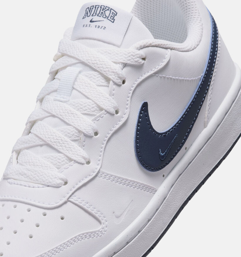 Nike Court Borough Low Witte/Blauwe Sneakers voor jongens (377284)