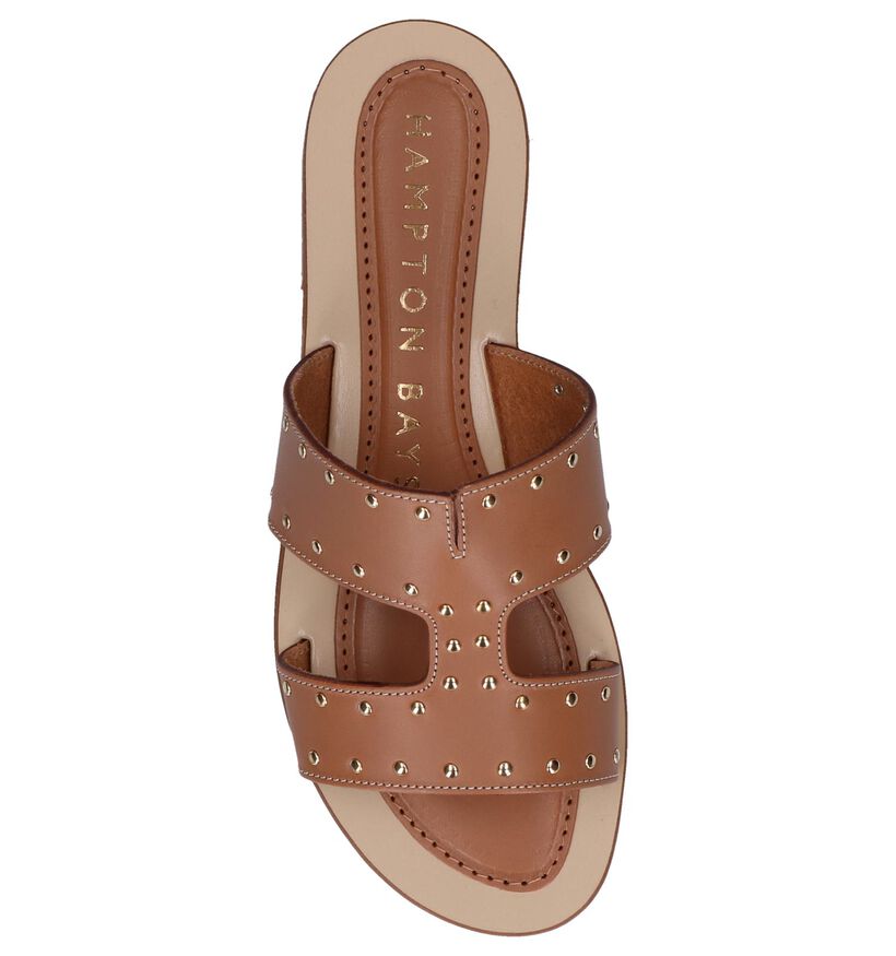 Hampton Bays Nu-pieds plates en Cognac en cuir (239285)