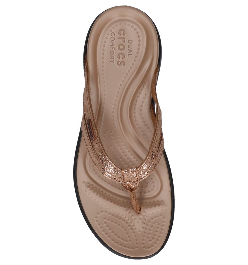 Crocs Capri Nu-pieds à talons en Bronze en cuir (244741)