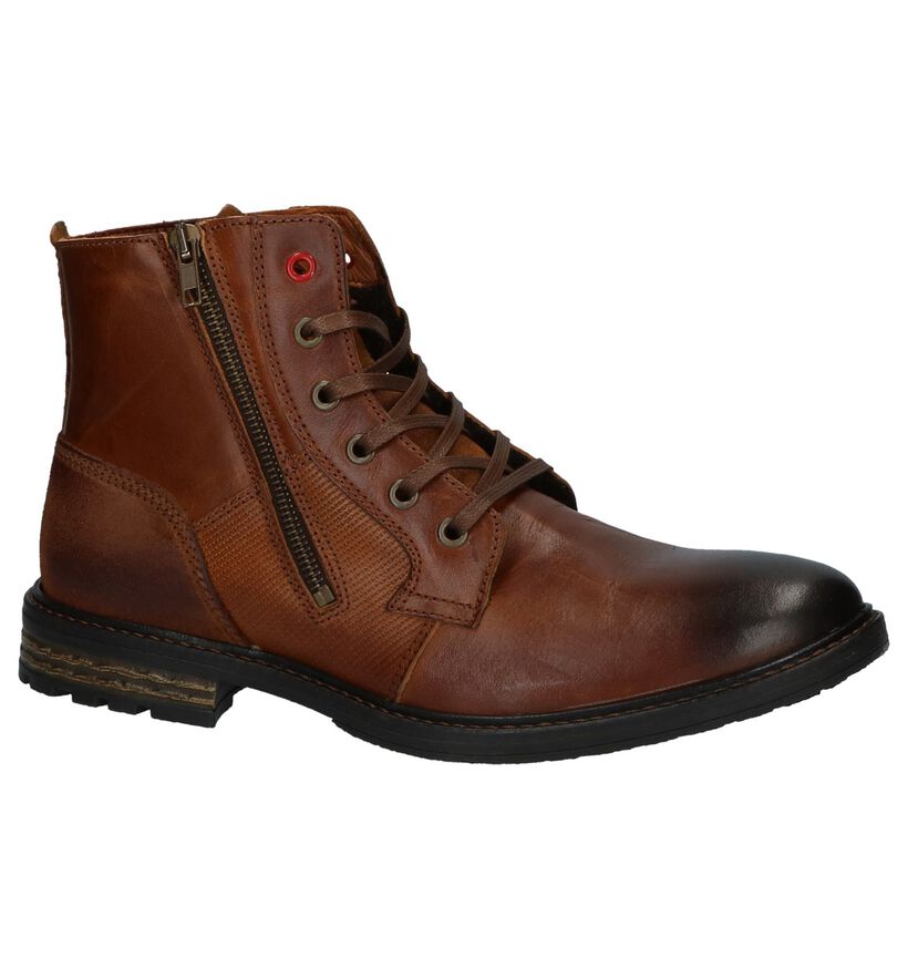 Cognac Boots met Rits/Veter River Woods Kola in leer (231707)