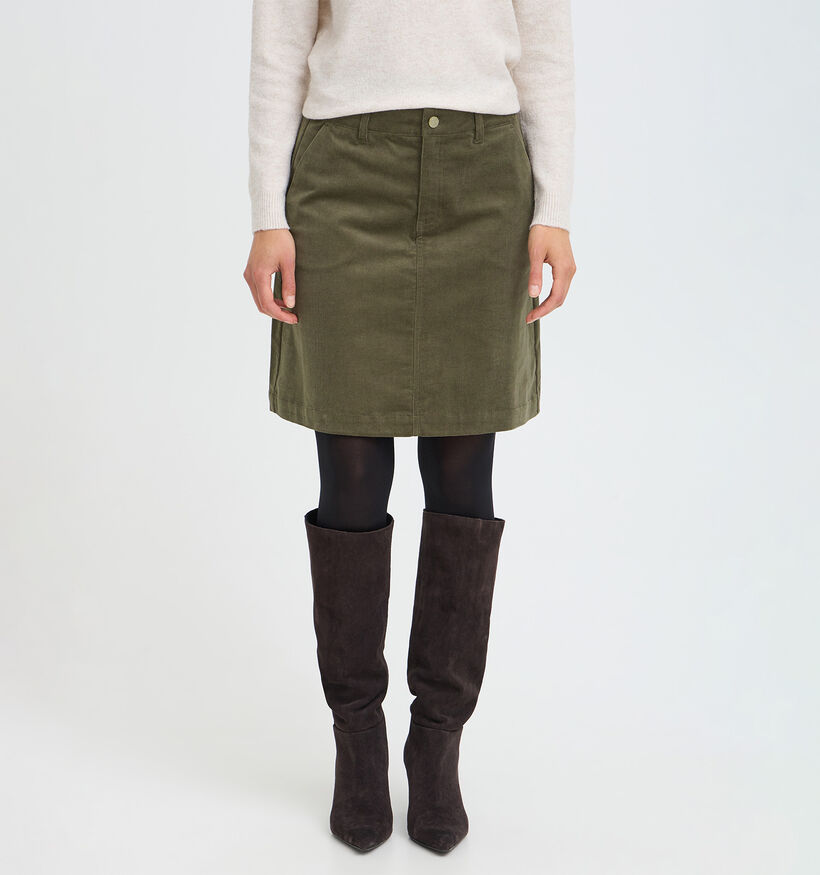 Fransa Tean Jupe mi-longue en Vert kaki pour femmes (379933)
