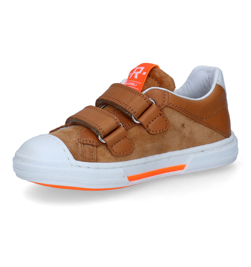 FR by Romagnoli Chaussures à scratch en Cognac pour garçons (307805) - pour semelles orthopédiques