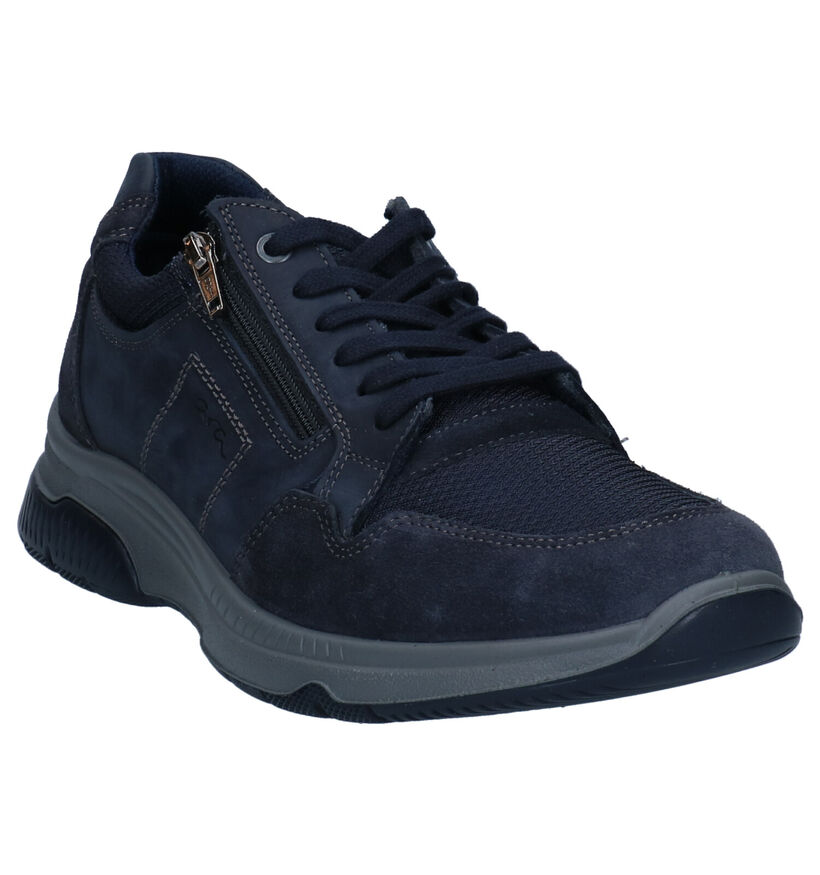 Ara Marco Blauwe Veterschoenen in nubuck (296704)