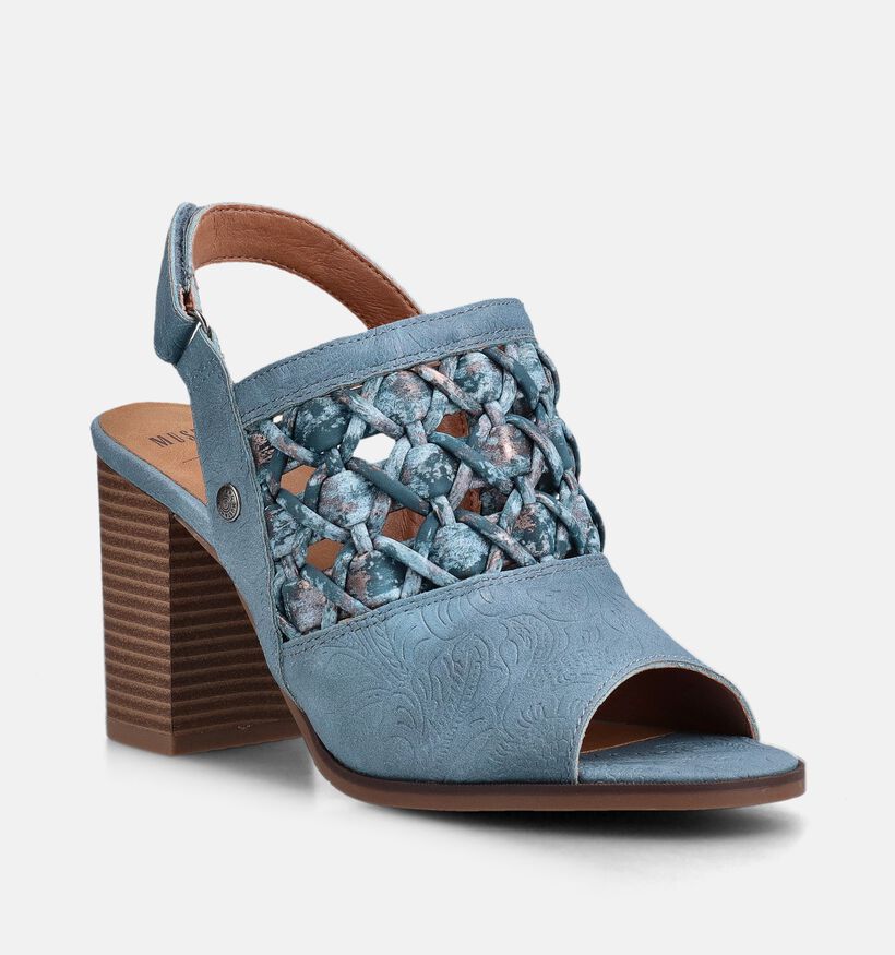 Mustang Blauwe Sandalen met hak voor dames (372134)