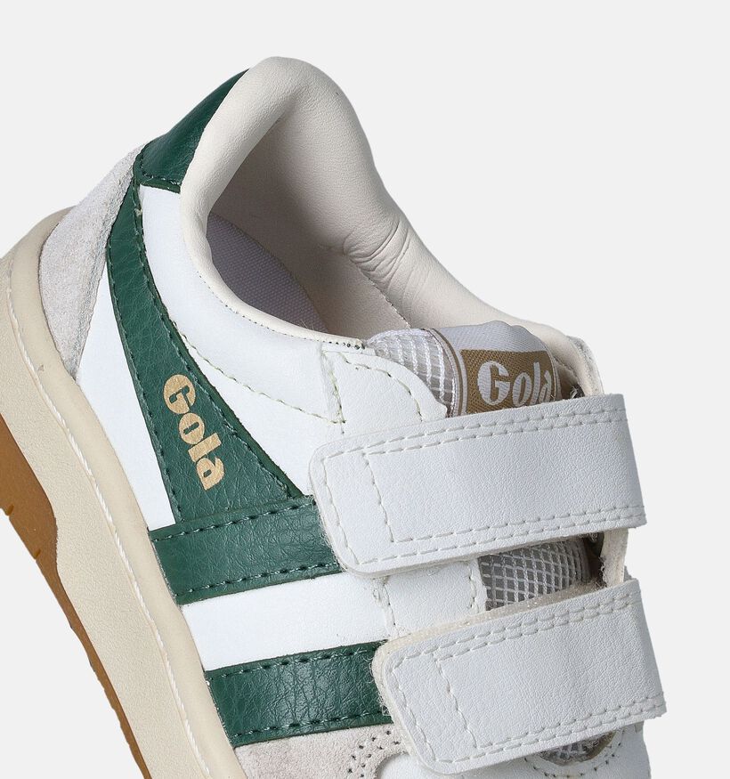 Gola Hawk Strap Witte/Groene Sneakers voor jongens (376298) - geschikt voor steunzolen