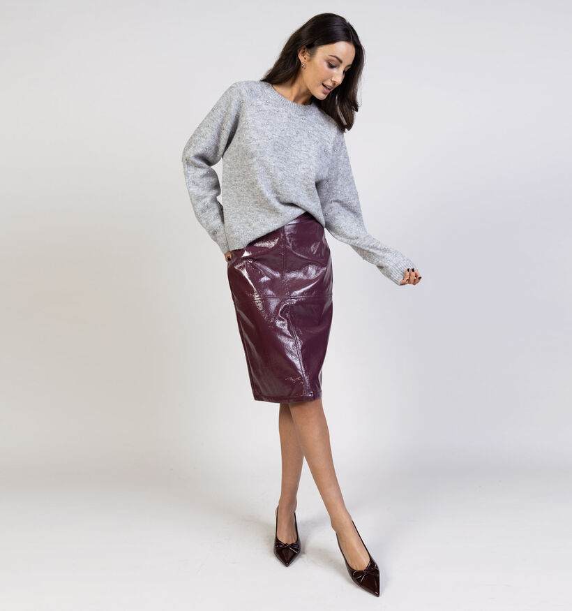 Pieces Pam Oversized Pearls Grijze Trui voor dames (365634)