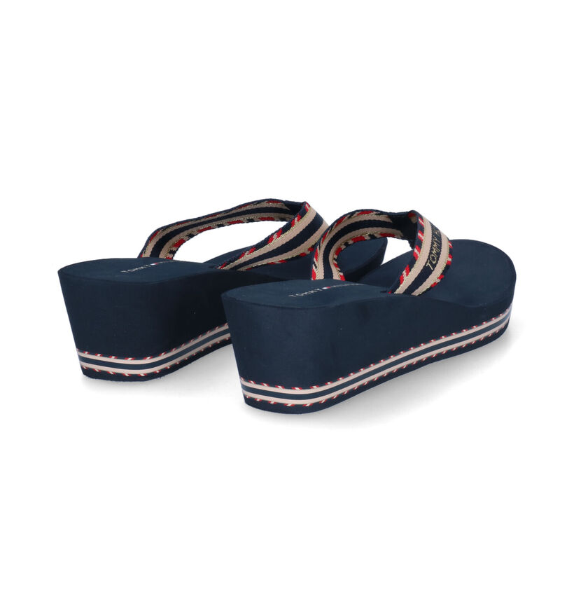 Tommy Hilfiger Shiny Touches Blauwe Teenslippers in stof (303976)