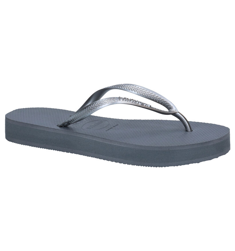 Havaianas Slim Flatform Tongs en Gris pour femmes (300384)