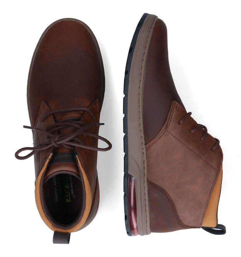 Skechers Evenston Renli Chaussures hautes en Cognac en cuir (312698)