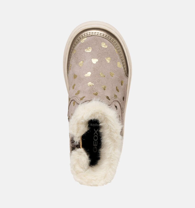 Geox Nashik Bottes hautes en Beige pour filles (361909) - pour semelles orthopédiques