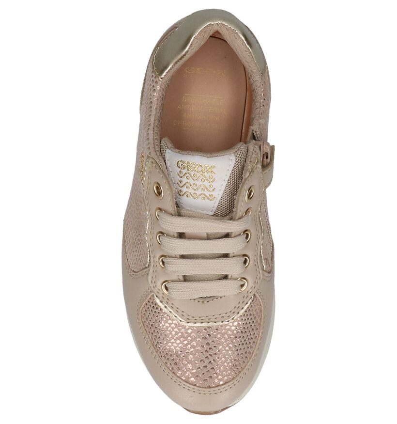 Taupe Sneakers Rits/Veter Geox in leer (210492)