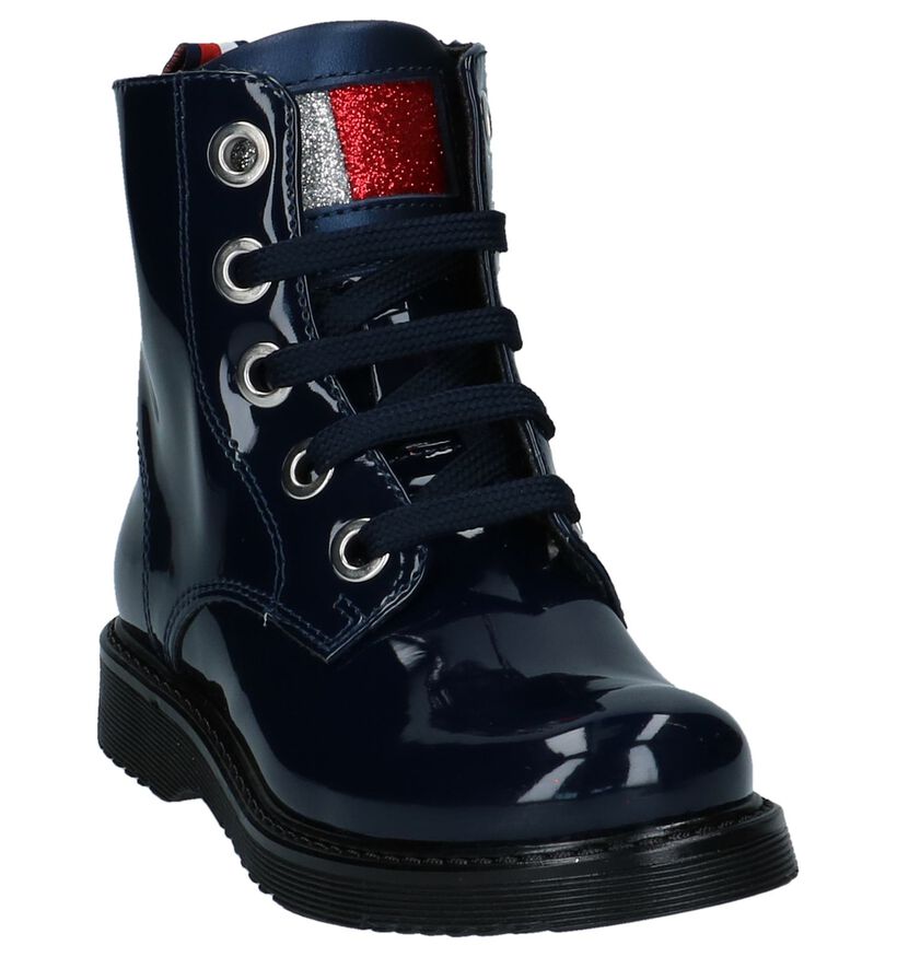 Donkerblauwe Laké Boots met Rits en Veter Tommy Hilfiger in kunstleer (225258)