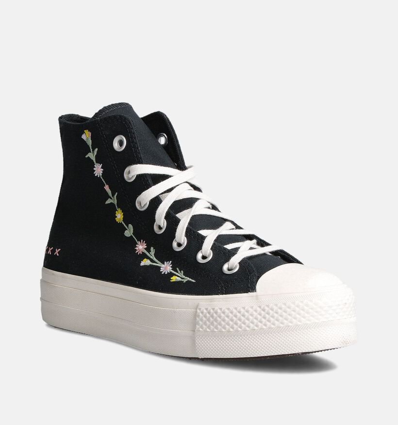 Converse Chuck Taylor All Star Lift Floral Baskets montantes en Noir pour femmes (357546) - pour semelles orthopédiques