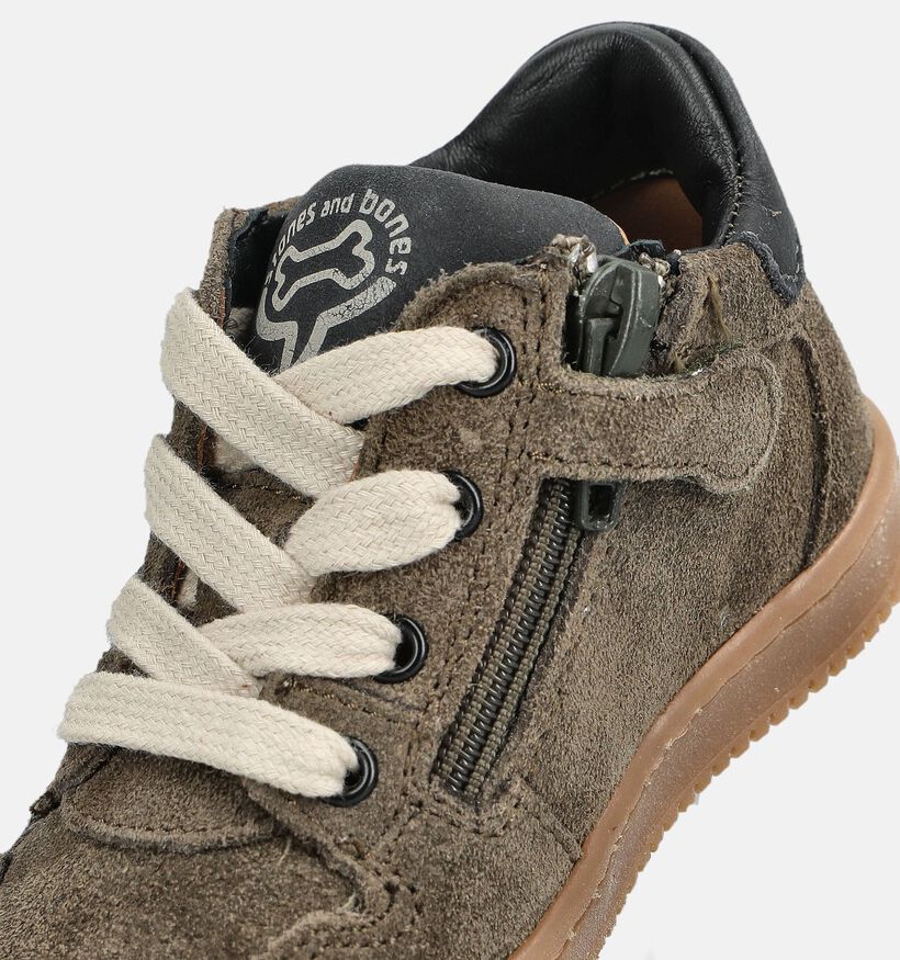 STONES and BONES Naif Boots &agrave; lacets en Vert kaki pour gar&ccedil;ons (380796) - pour semelles orthop&eacute;diques
