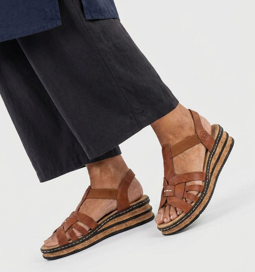 Rieker Cognac Sandalen met sleehak voor dames (370450)