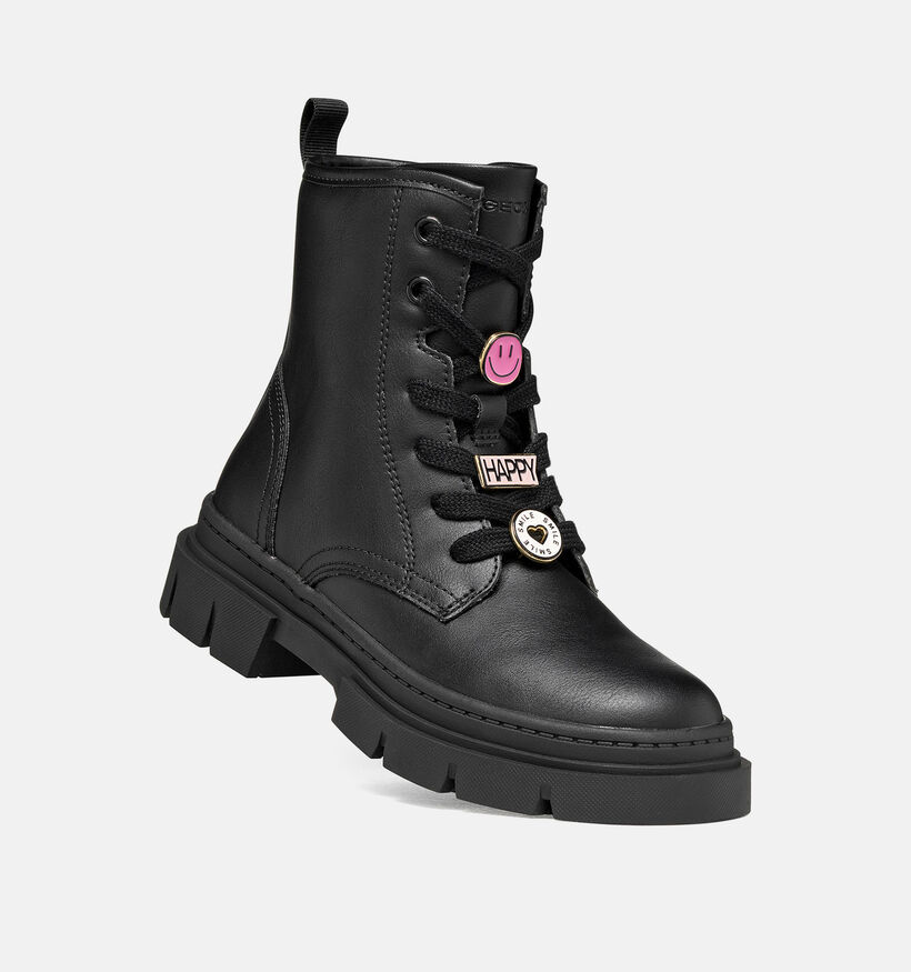 Geox Karsyn Zwarte Boots met Veter en Rits voor meisjes (376266) - geschikt voor steunzolen