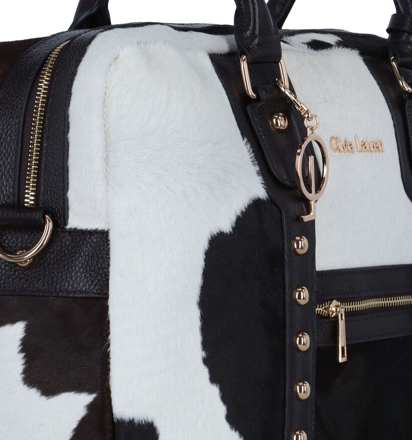 Olivia Lauren Cowhide Sac à roulettes en Noir pour femmes (333970)