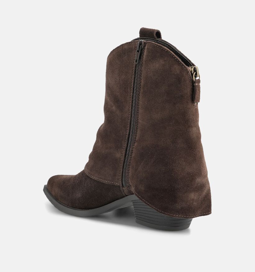 Poelman Bottines en Brun fonc&eacute; pour femmes (376195)