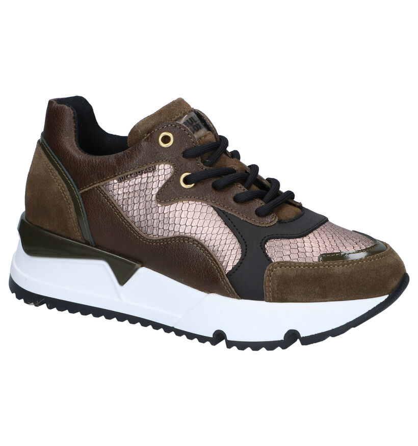 Bullboxer Baskets casual en Vert kaki en cuir (281543)