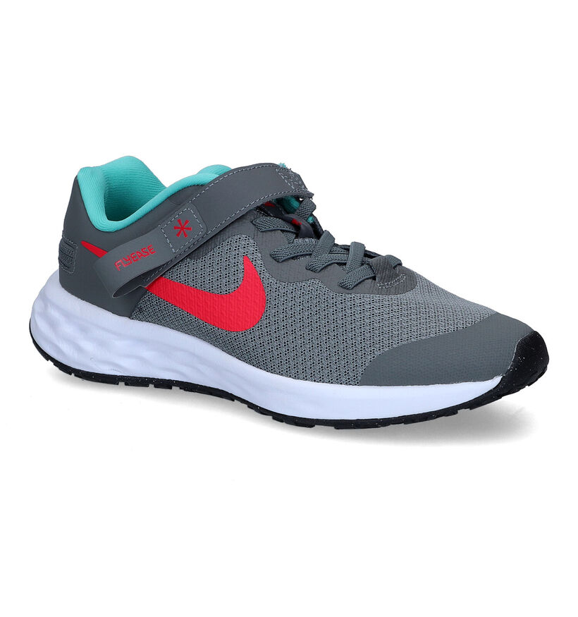 Nike Revolution 6 Flyease GS Grijze Sneakers in kunstleer (316294)