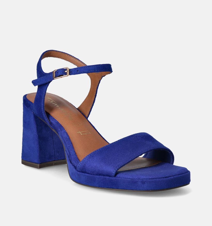 Tamaris Sandales avec talon carré en Bleu pour femmes (354383)