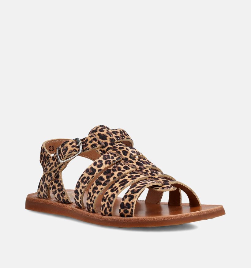 Pom d'Api Plagette Strap Mini Leo Bruine Sandalen voor meisjes (370295)