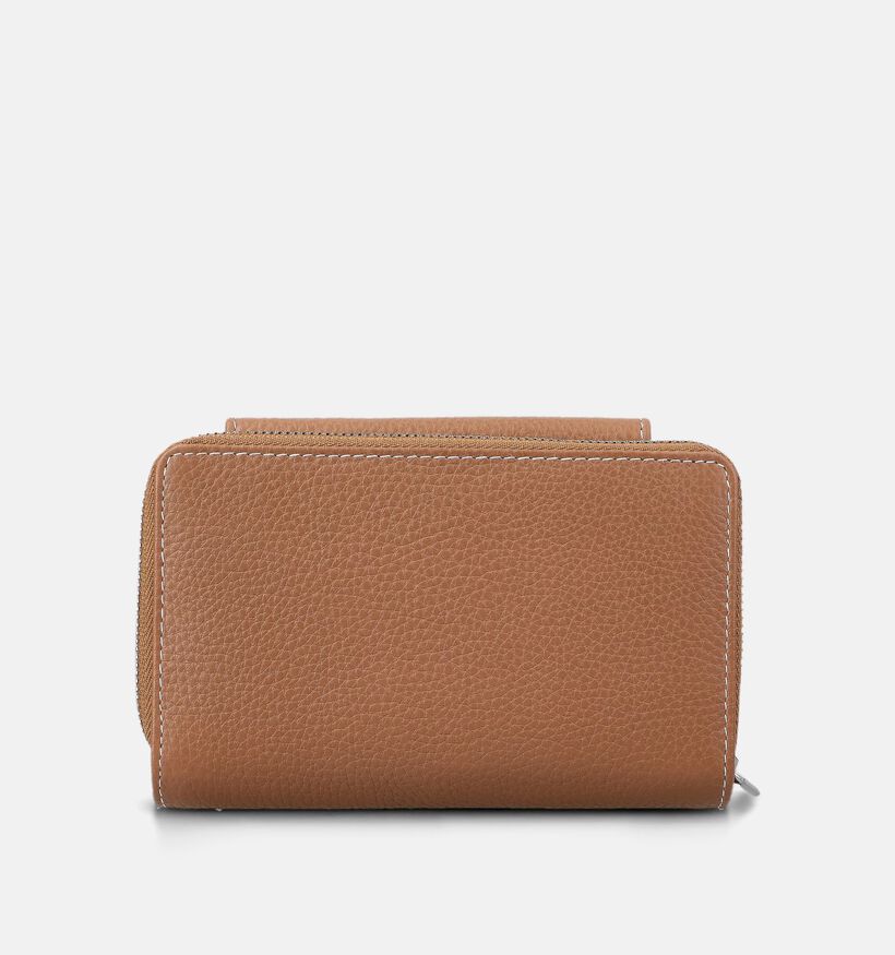 Crinkles Porte-monnaie zipp&eacute; en Beige pour femmes (373874)