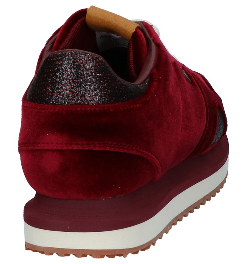 pepe Jeans Zion Velvet Donkerrode Sneakers in velours (225526)