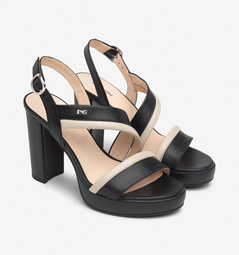 NeroGiardini Zwarte Sandalen met blokhak voor dames (355970)