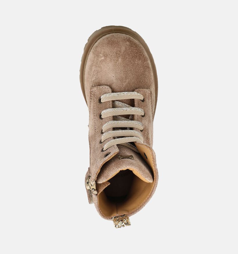 STONES and BONES Bench Boots &agrave; lacets en Beige fonc&eacute; pour filles (381412) - pour semelles orthop&eacute;diques