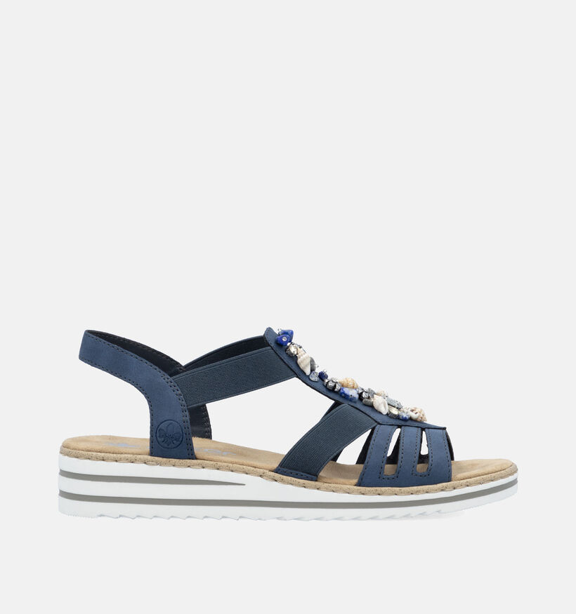 Rieker Sandales talon compensé en Bleu pour femmes (354920)