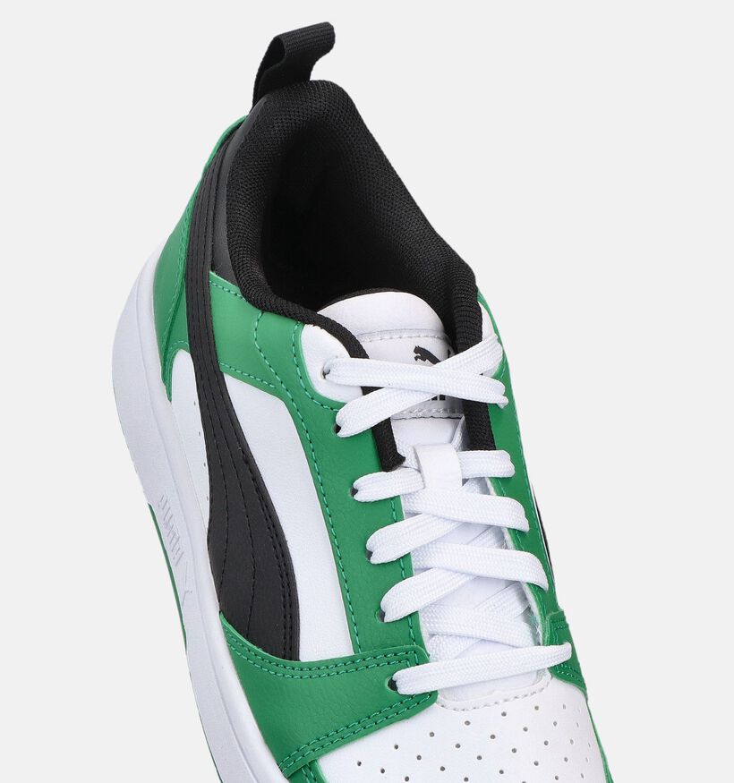 Puma Rebound Baskets basses en Vert pour filles, gar&ccedil;ons (366634) - pour semelles orthop&eacute;diques