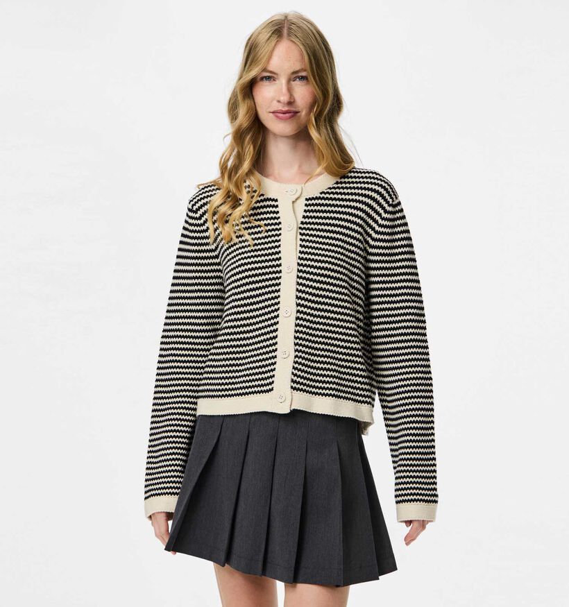 Pieces Olivera Gilet en Noir/Beige pour femmes (361151)