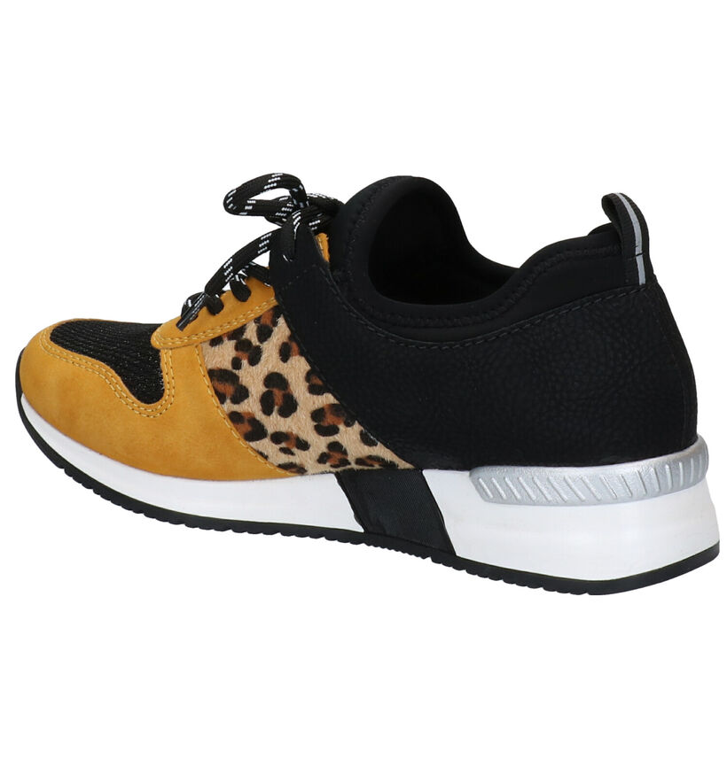 Rieker MemoSoft Zwart/Gele Sneakers in kunstleer (283949)