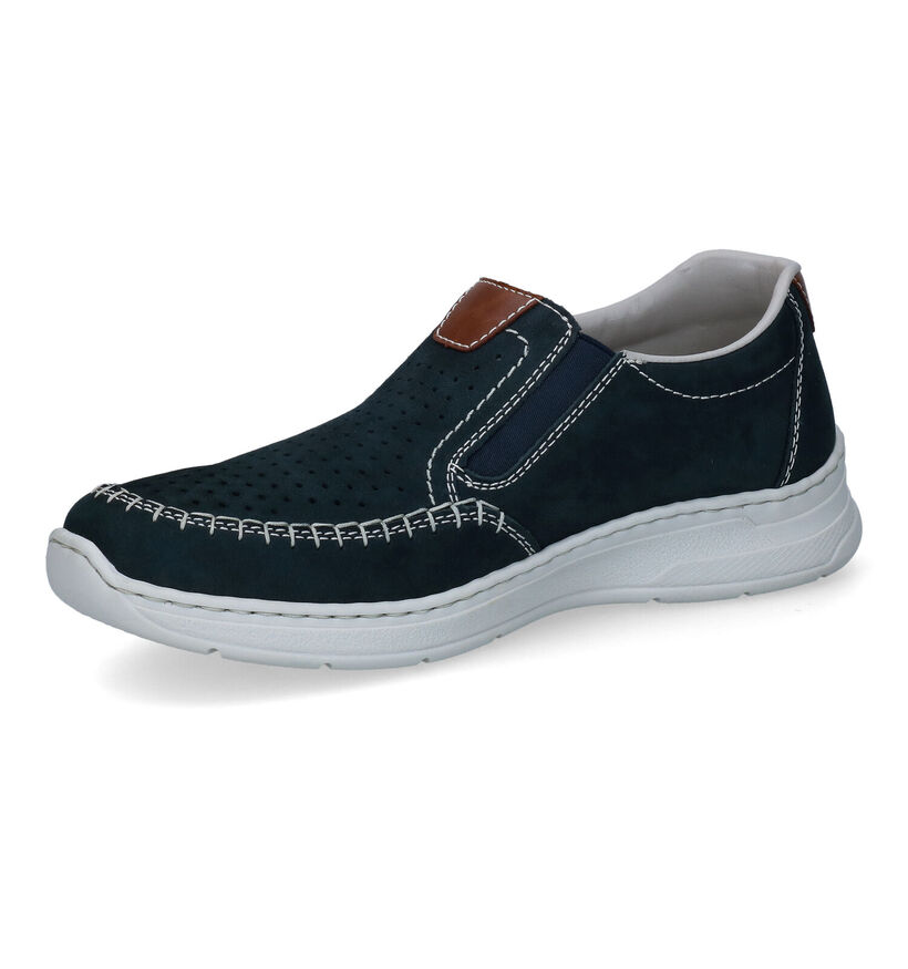 Rieker Blauwe Instappers in nubuck (308602)