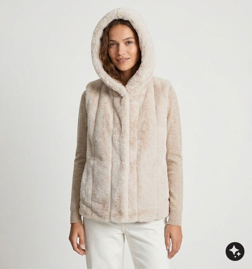 Guess Muted Stone Fluffy Ecru Bodywarmer voor dames (380764)