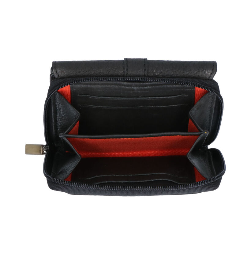 Euro-Leather Zwarte Overslagportemonnee voor dames (342547)