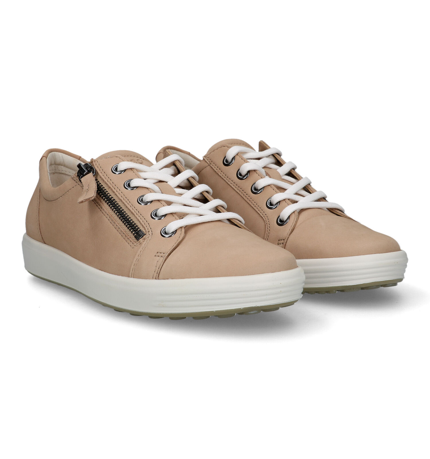 ECCO Soft Side Zip Beige Veterschoenen Dames Lage schoenen