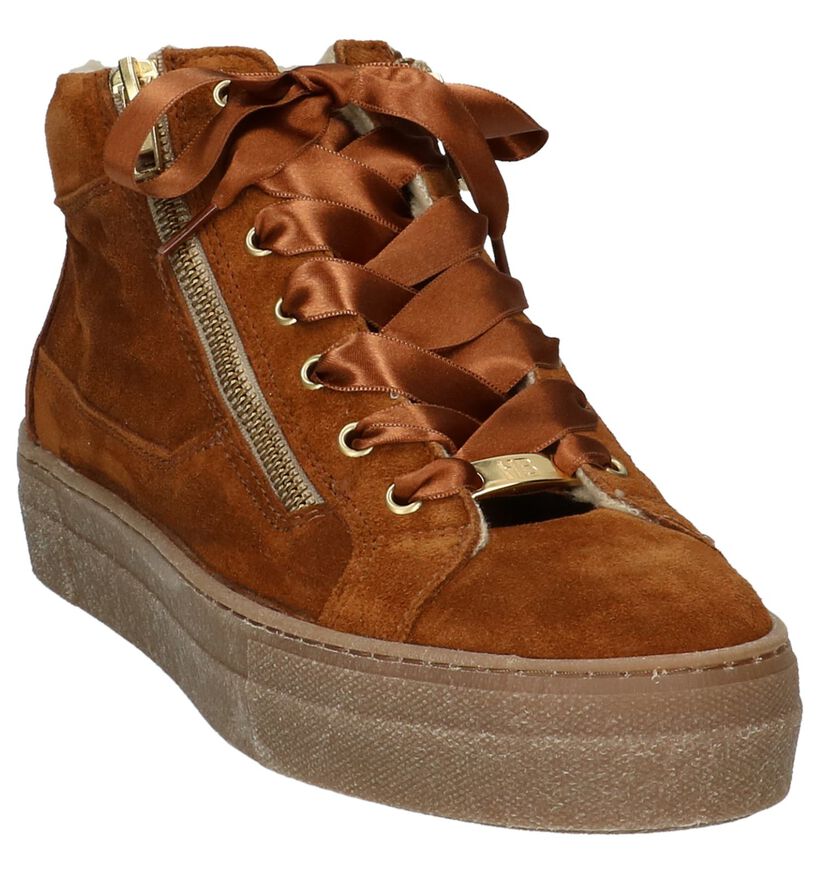 Cognac Boots met Rits/Veter Hampton Bays in daim (206943)