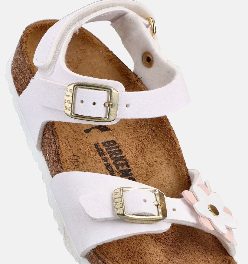 Birkenstock Rio Plain Flowers Sandales en Blanc pour filles (368273)