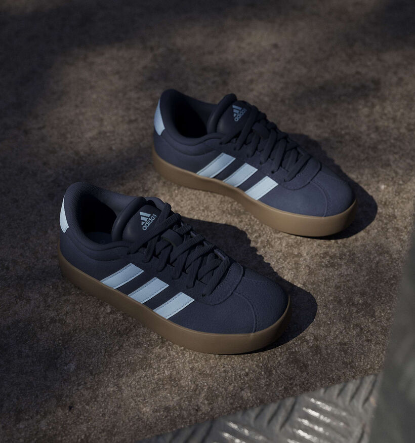 adidas VL Court 3.0 Baskets en Bleu fonc&eacute; pour gar&ccedil;ons (380808)
