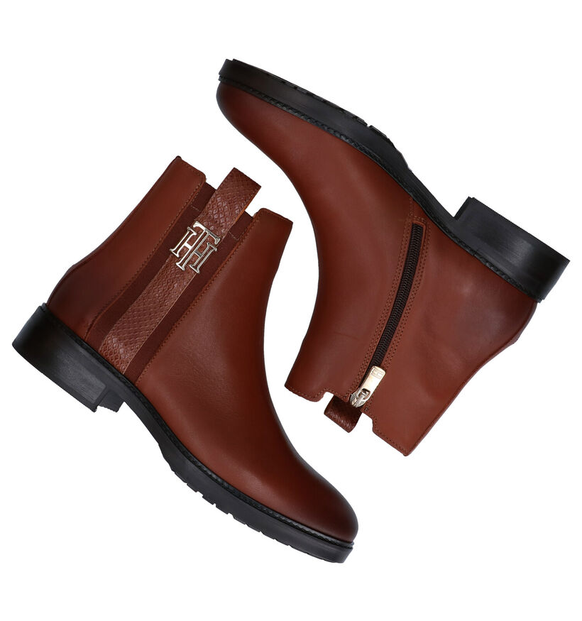 Tommy Hilfiger Interlock Leather Bottillons en Cognac en cuir (279981)