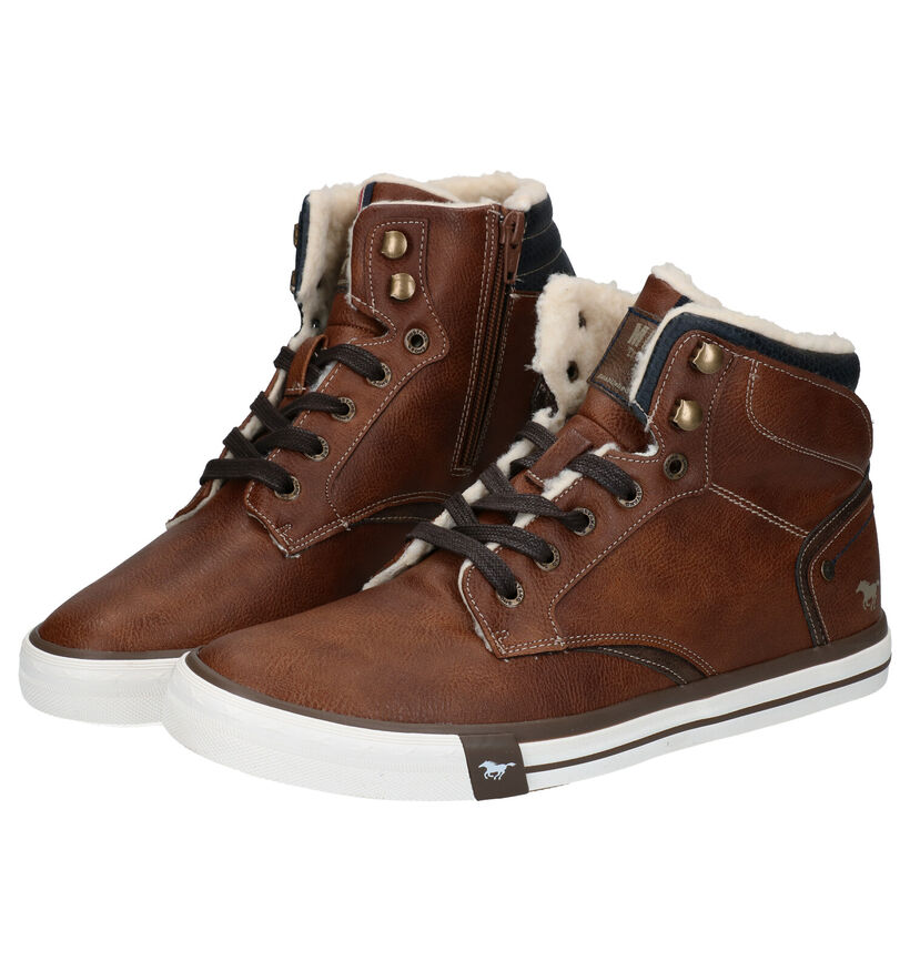 Mustang Cognac Hoge Schoenen in kunstleer (277295)