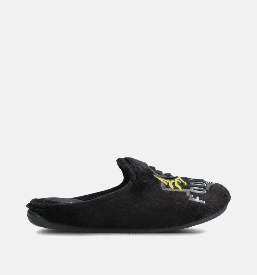 Milo & Mila Football Pantoufles en Noir/Vert pour filles, gar&ccedil;ons (381144)