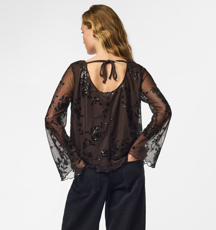 Pieces Evita Blouse en Marron fonc&eacute; pour femmes (382088)