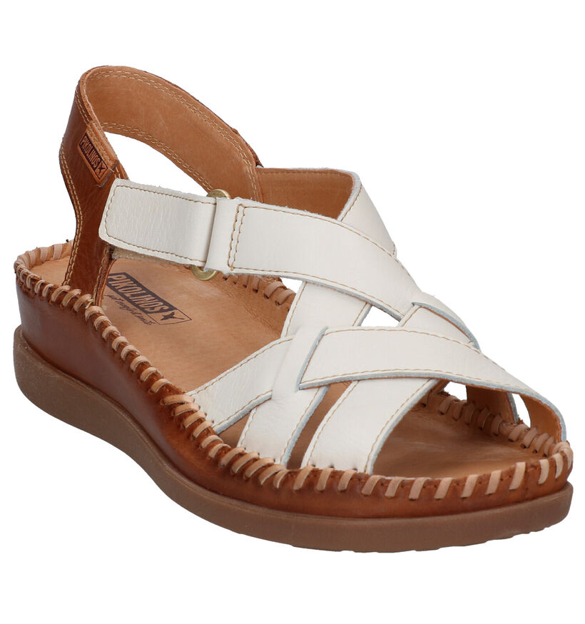 Pikolinos Cadaques Ecru/Cognac Sandalen in leer (289114)