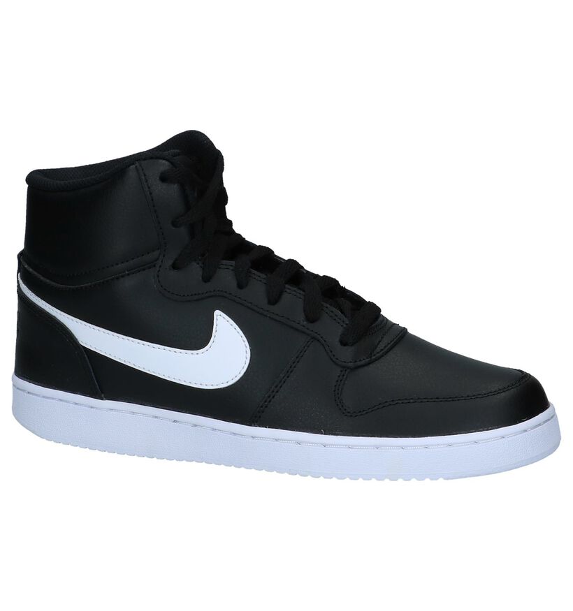 Nike Ebernon Hoge Sneakers Zwart in leer (222199)