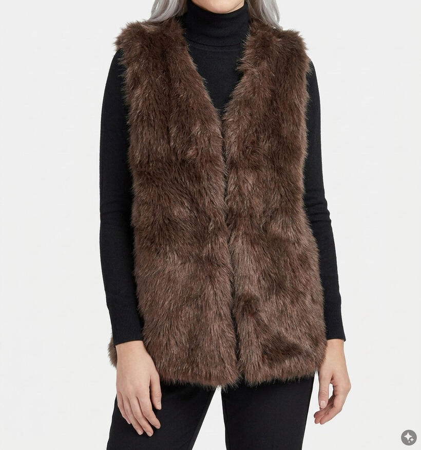 Laurent David Zaragoza Bruine Bodywarmer Faux-Fur voor dames (382016)