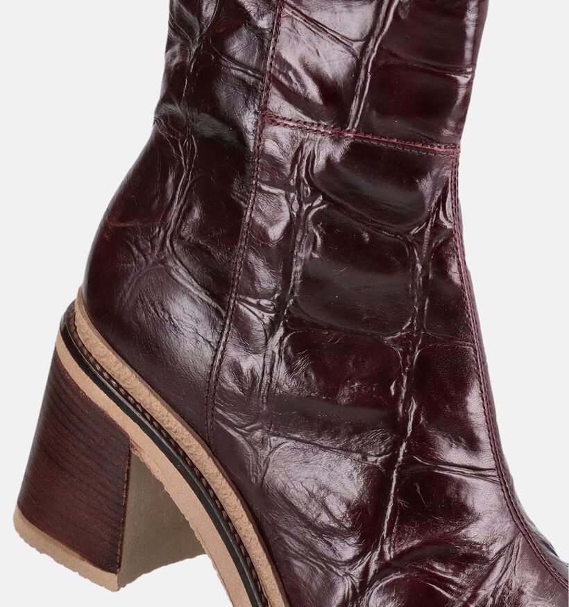 Softwaves Croco Bordeaux Korte Laarzen voor dames (380377) - geschikt voor steunzolen